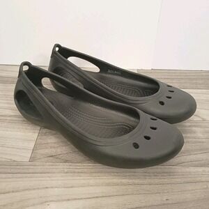 Crocs Kadee Ballet Flats Gray Comfort Slip On Shoes Women's Sz 10 Slip Resistant